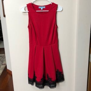 Red dress with black bottom detailing